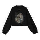 [Mori Onna Buraku Series] ★China style tops★ 2color butterfly short length sweatshirt original easy to match