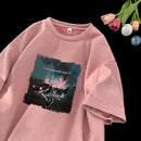 [PPG Series]★T-shirt★ 5color Tops Short Sleeve Unisex Men's Large Size Suede Oil Painting Style