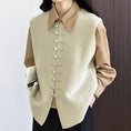 Load image into Gallery viewer, [Tachibana Series] ★China style tops★ 4color Vest Knit Ladies Improves temperament Black Gray Light Green Brown
