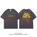 [JUNGLETIGER Series]★T-shirt★ 5color Tops Short Sleeve Unisex Men's Sunflower Sunflower Cotton Black White Gray Blue