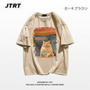 [JTRT Series]★T-shirt★ 9color Tops Short Sleeve Unisex Men's Large Size Cotton Oil Painting Style Cat Cat Cat Pattern