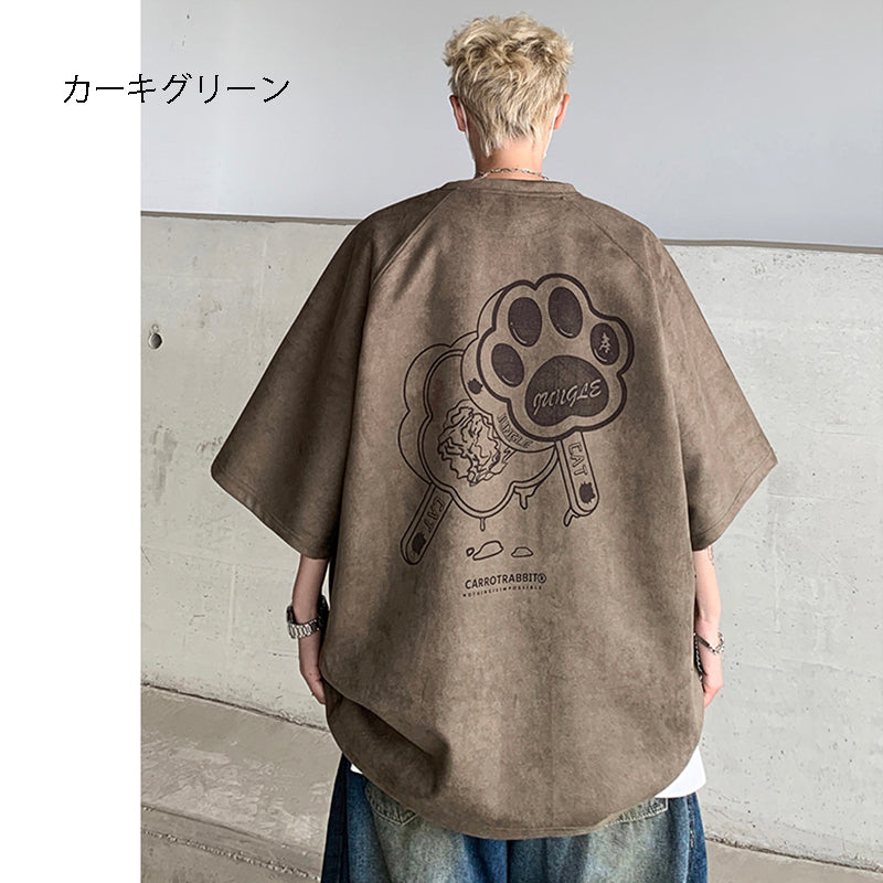 【PPGシリーズ】★Tシャツ★ 6color トップス 半袖 男女兼用 メンズ 大きいサイズ スエード カートゥーン 可愛い