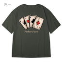 [MOYAN Series]★T-shirt★ 8color Tops Playing Cards Unisex Men's Large Size Cotton Black White Green Red Gray