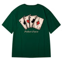 [MOYAN Series]★T-shirt★ 8color Tops Playing Cards Unisex Men's Large Size Cotton Black White Green Red Gray