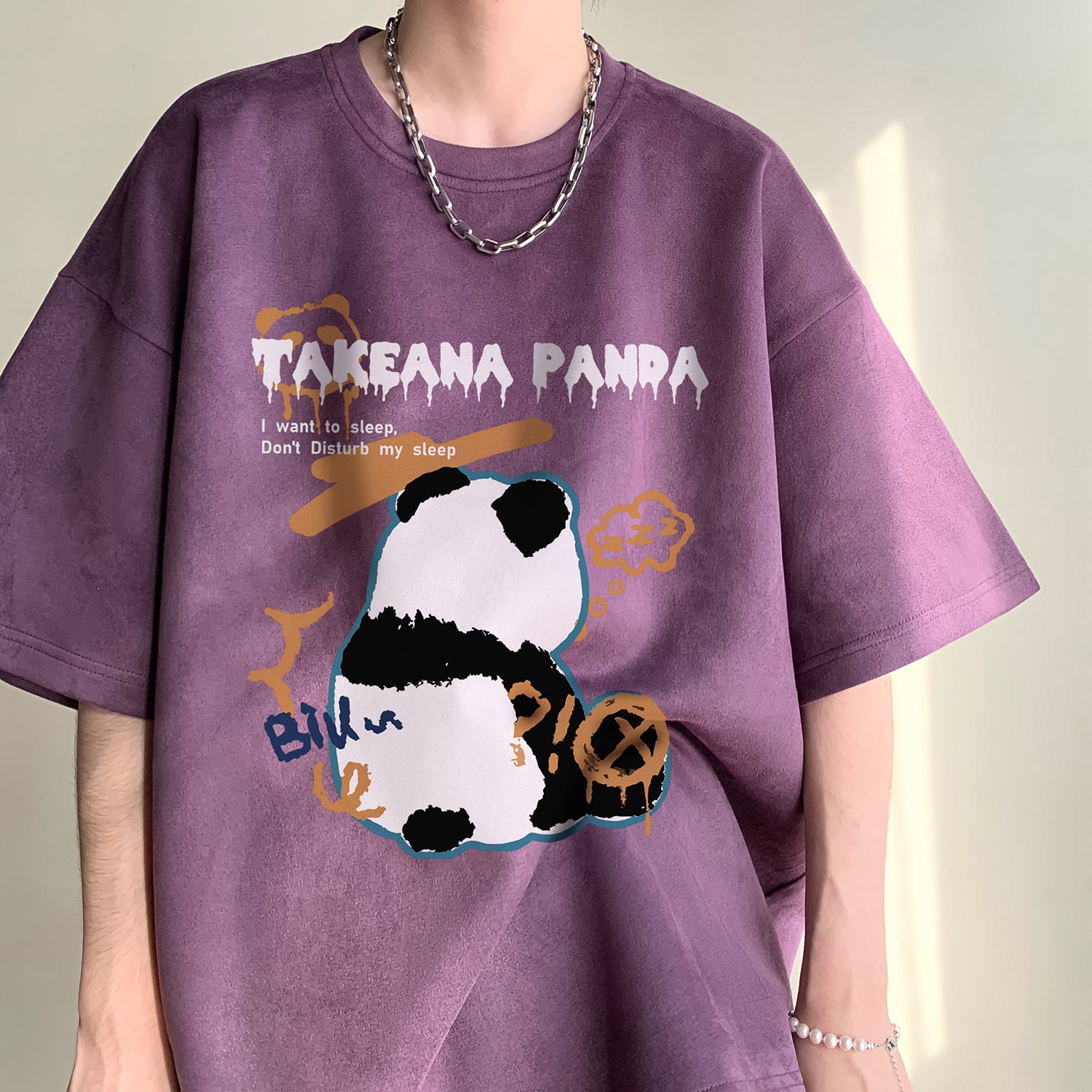 [SENSU Series]★T-shirt★ 9color Tops Short Sleeve Panda Unisex Men's Large Size Black White Red Green Gray Purple