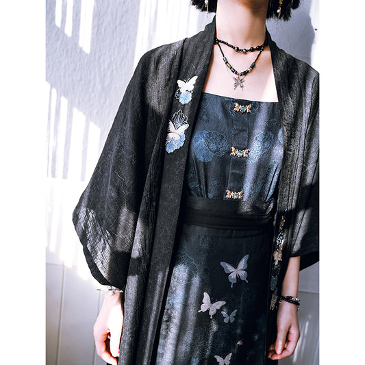 [Kokaisha---Butterfly Gin Series] ★Chinese-style top★ Happi coat, outerwear, unique, embroidered, butterfly, retro, easy to match