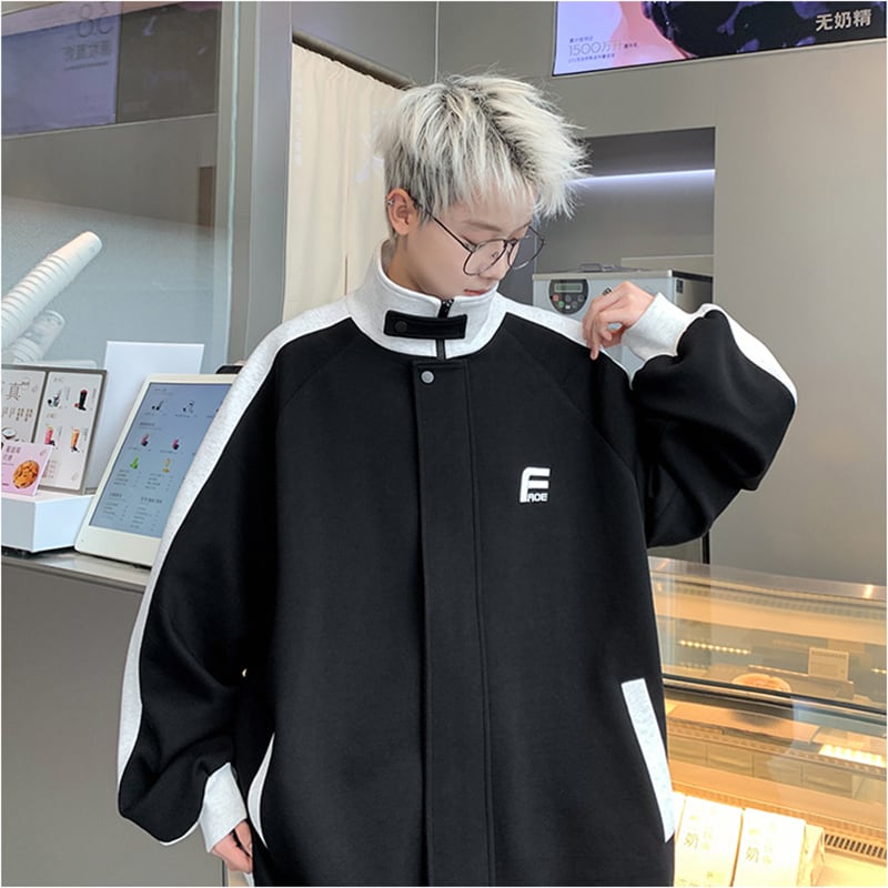 [NANSHI Series]★Jacket★ 2color outerwear unisex men's black gray color scheme stand neck