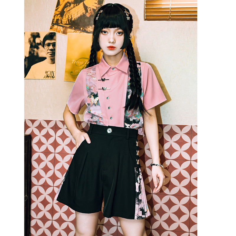 [Kokaisha---Butterfly Gin Series] ★Chinese-style trousers★ Bottoms, shorts, short pants, original, slimming, butterfly, black