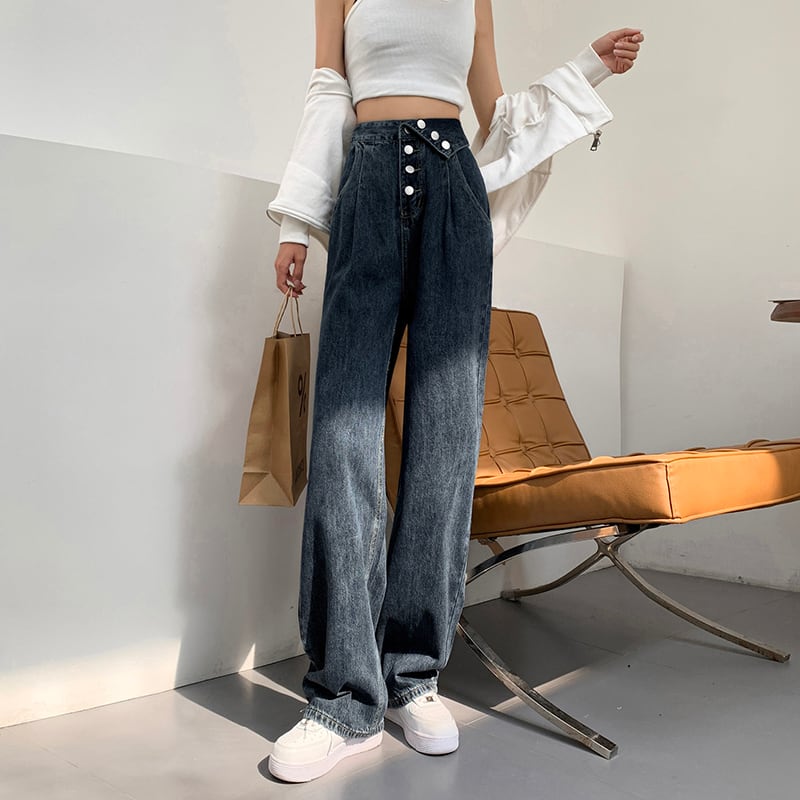 [MLW Series]★Denim Pants★ Bottoms Trousers Women's Temperament Enhancement Blue Blue High Waist