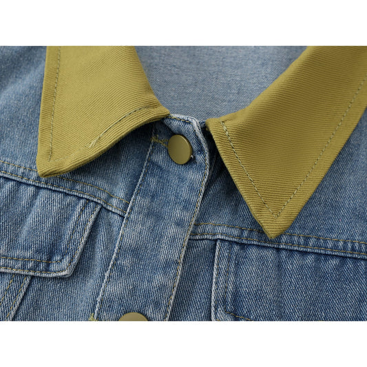 [LHSEN Series] ★Outer★ Denim jacket Jacket Short length Color scheme Blue Blue Retro