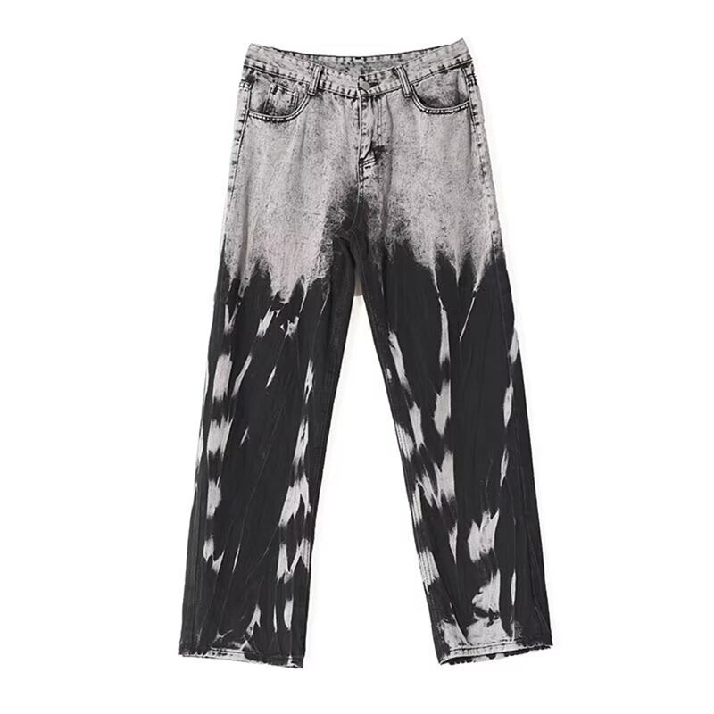 [LGH Series] ★Denim Pants★ Bottoms Pants Unisex Men's Tie-dye Stylish Black Black Jeans