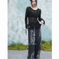 Load image into Gallery viewer, ✿New item! [Big Blue Dragon Series]★China style pants★Bottoms Gaucho pants Black Black print
