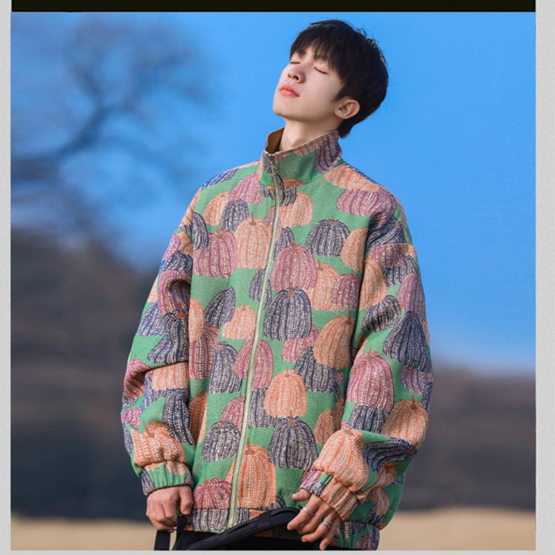 [NANSHI Series]★Jacket★ 3color Outer Print Unisex Men's Pumpkin Pumpkin Pattern Aya