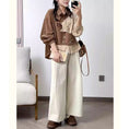 Load image into Gallery viewer, [QIUZILI Series]★Shirt★ Corduroy long sleeve shirt tops cat cat cute color scheme brown
