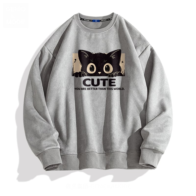 [Mmoptop Series] ★Tops★ 4color Sweatshirt Suede Unisex Men's Large Size Cat Cat Cat