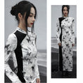 Load image into Gallery viewer, ✿New item! [Da Qinglong Shu Series] ★China style dress★ Cheongsam dress velvet butterfly long length color scheme slimming
