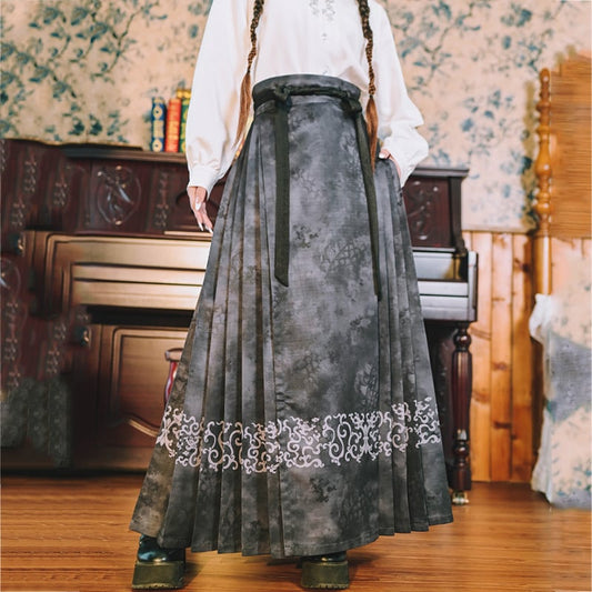 ✿New item! [Ancient monster house---Dragon dyeing series]★China style skirt★Maki skirt Bottoms Hanfu skirt Ink pattern