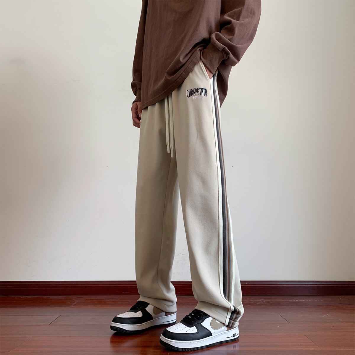 [JIARONG series]★Casual pants★ 4color pants bottoms Unisex Men's Large size Color scheme Vertical stripes Striped pattern Easy to match