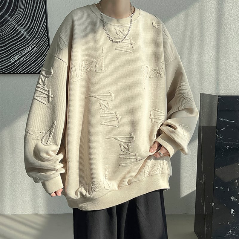 [HUICHUN Series] ★Tops★ 3color Sweatshirt, Long Sleeve, Unisex, Men's, Large Size, Alphabet, Simple