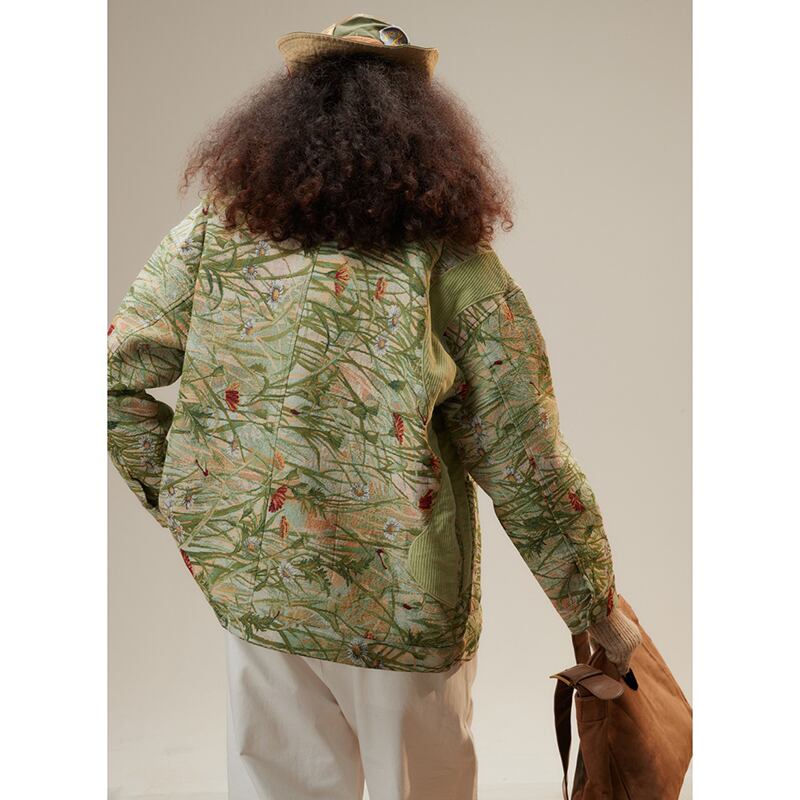 ✿New item! [Mmoptop Series] ★Jacket★ 2color outerwear, unisex, men's, floral pattern, switching, stylish, easy to match