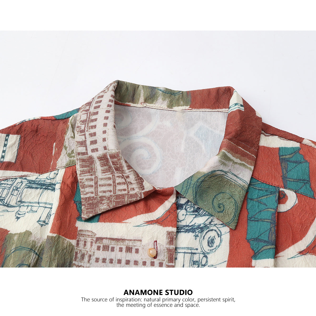 [ANAMONE STUDIO Series] ★Shirt★ Tops Short Sleeve Shirt SML Women's Summer Clothes Retro Red