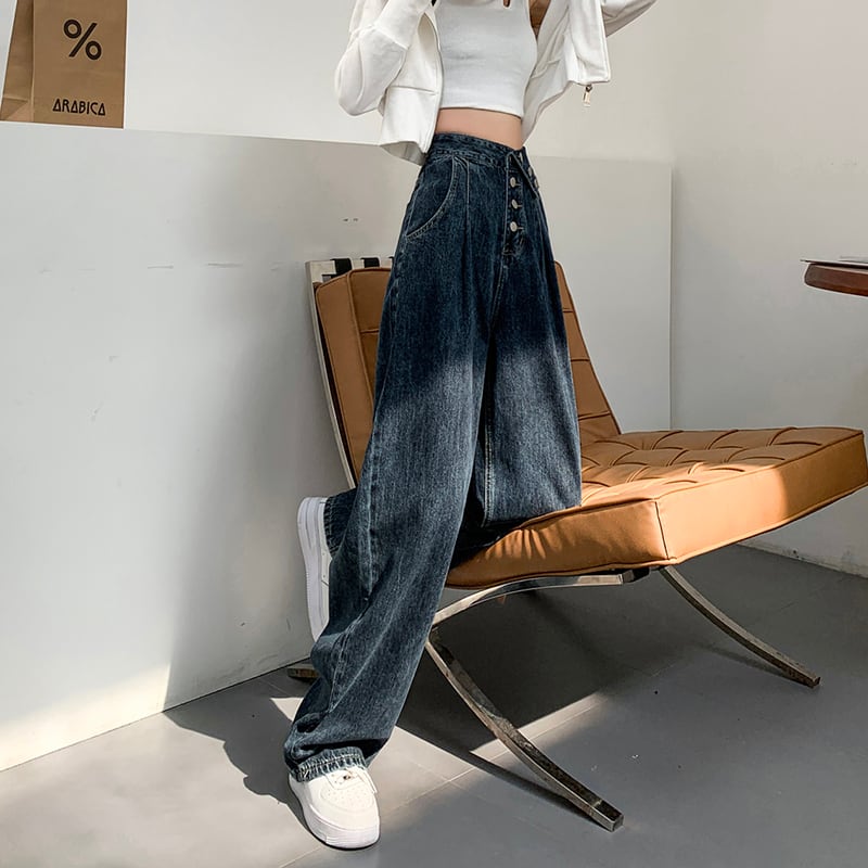 [MLW Series]★Denim Pants★ Bottoms Trousers Women's Temperament Enhancement Blue Blue High Waist