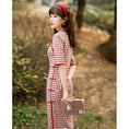 Load image into Gallery viewer, [JIUSI Series] Chinese dress, Chinese-style dress, checkered pattern, slimming, red, for dates and weddings
