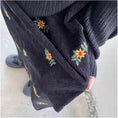 Load image into Gallery viewer, [MUSU Series]★Skirt★ Corduroy bottoms embroidery black black floral pattern skirt easy to match
