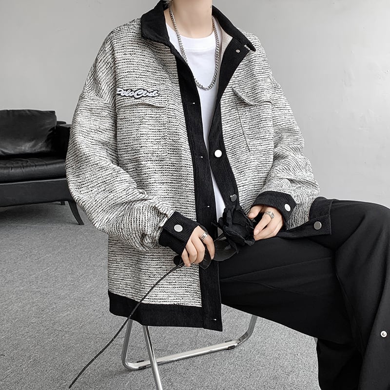 [V37 Series]★Jacket★ 2color outerwear men's large size shirt outerwear color scheme casual