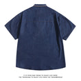 Load image into Gallery viewer, [FANMAN Series] ★Shirt★ Denim shirt, top, short sleeve, embroidery, unisex, men's, women's, blue
