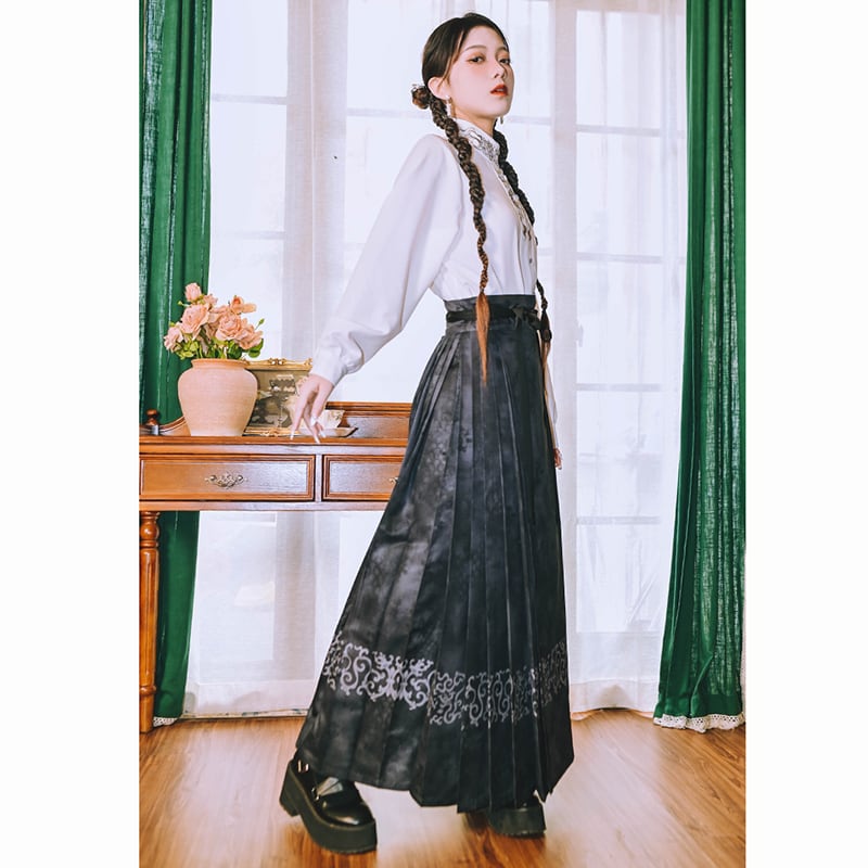 ✿New item! [Ancient monster house---Dragon dyeing series]★China style skirt★Maki skirt Bottoms Hanfu skirt Ink pattern