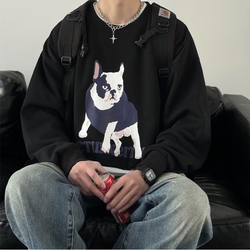 [V37 Series] ★Tops★ 3color Sweatshirt Unisex Men's Cat Cat Dog Cartoon Animal Pattern