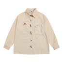 [YOYO Series]★Shirt★ 2color long sleeve shirt corduroy unisex men's cartoon apricot coffee color