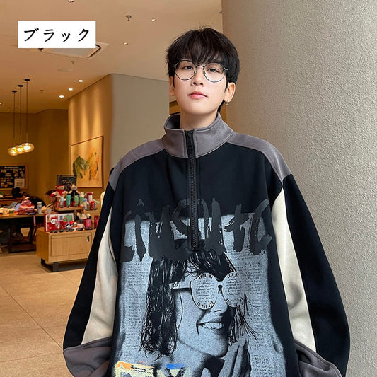 [NANSHI Series] ★Tops★ 2color Sweatshirt Unisex Men's Stylish Black Gray