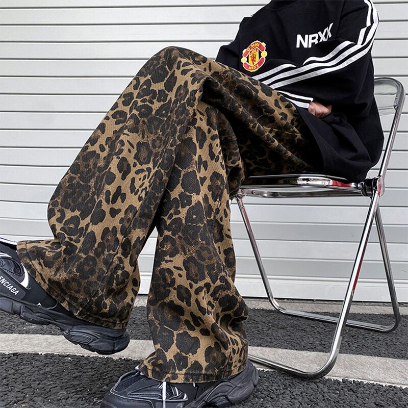 [V37 Series] ★Casual Pants★ Leopard Print Pants Bottoms Unisex Men's Large Size Stylish