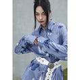 Load image into Gallery viewer, [Big Blue Dragon Series] ★China style tops★ Shirt, long sleeve shirt, butterfly satin blue, blue, cute, unique
