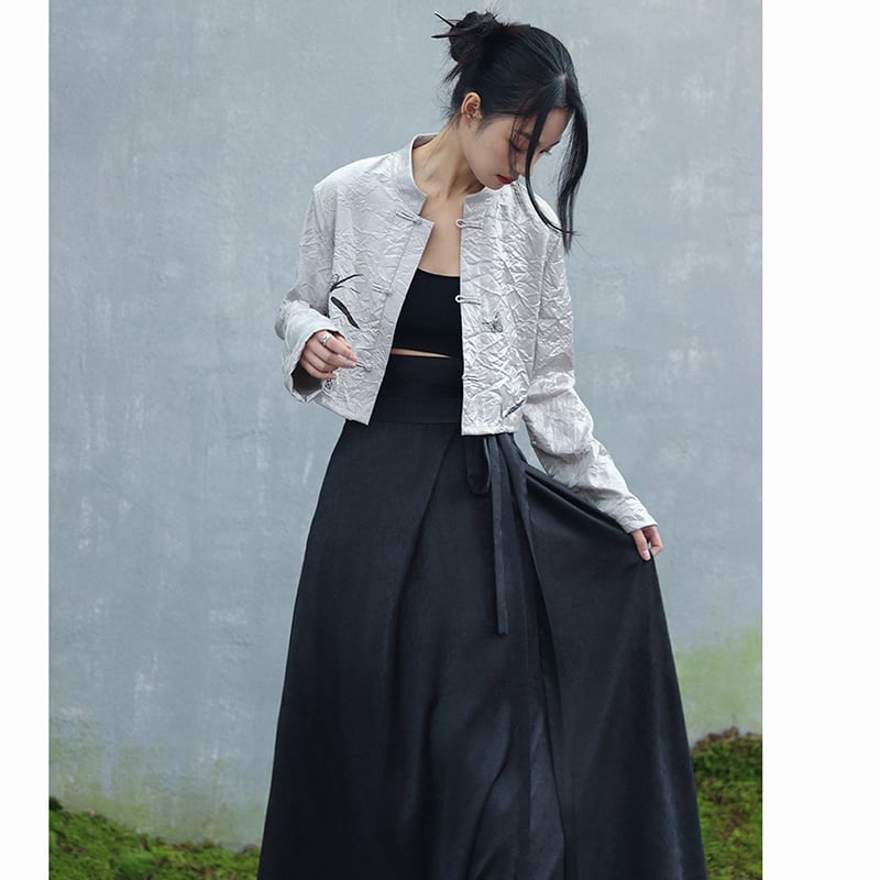 ✿New item! [Da Qinglong Shu series]★China style skirt★Bottoms Hanfu skirt Long length skirt Black Black Chinese clothes