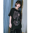 Gallery viewerに画像を読み込む, 【古怪舍---花骨シリーズ】★チャイナ風トップス★ 2color 半袖 Tシャツ プリント 個性的 オリジナル ブラック ピンク
