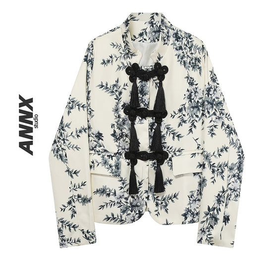 [ANNX Series] ★China style outerwear★ Ink pattern China button China clothes cute China clothes