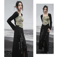 Load image into Gallery viewer, [Big Blue Dragon Series] ★China style dress★ Fake layered letter pattern slimming change black black
