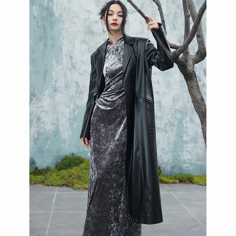 ✿New item! [Daiseiryusu series]★China style dress★Cheongsam dress velvet long length slimming wear