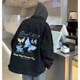 Load image into Gallery viewer, [V37 series]★Jacket★ 3color outerwear unisex men's denim jacket jeans butterfly print blue black
