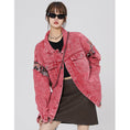 Load image into Gallery viewer, [Fujiiman Series] ★Jacket★ Denim jacket outerwear jeans unisex men's pink switching
