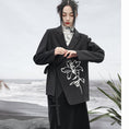 Load image into Gallery viewer, ✿New item! [Big Blue Dragon Series] ★China style outerwear★ Blazer Easy to match Flower embroidery V neck Black Black
