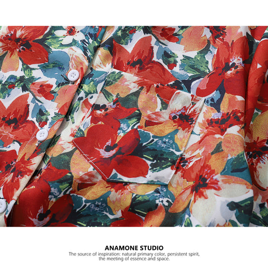 [ANAMONE STUDIO Series] ★Shirt★ Tops for women, SML, short length, floral pattern, easy to match, summer clothes