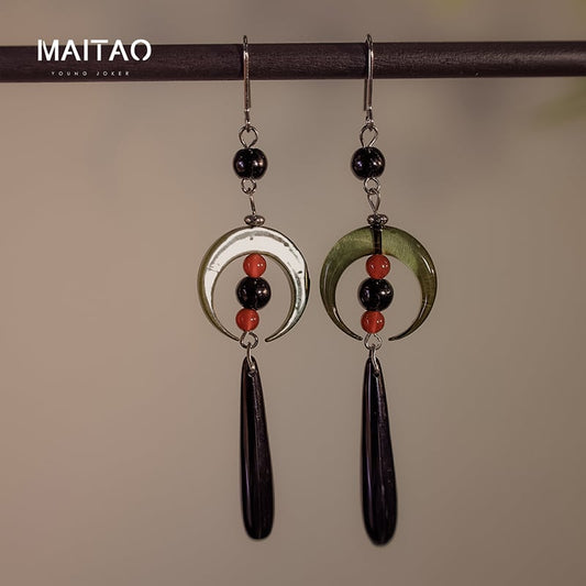 [MAITAO Series] ★Chinese style earrings★ Pair earrings accessories Women's Retro Improves temperament