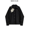 Load image into Gallery viewer, [MSHI CLUB Series] ★Chinese style tops★ Shirt Letter pattern switching Long sleeve shirt Black Black
