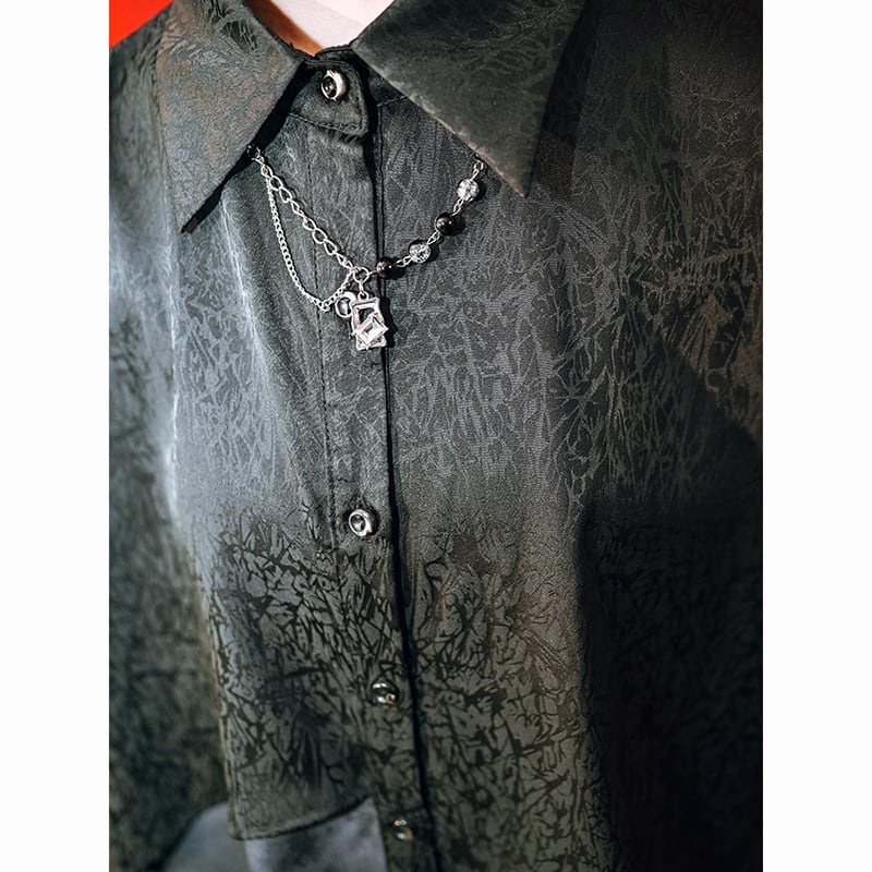 ✿New item! [Old Monster---Dragon Dyed Series] ★China Style Shirt★ Tops Long Sleeve Shirt Original Asymmetrical Unique Black Black