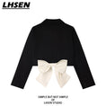 Load image into Gallery viewer, [LHSEN Series] ★Outer★ Blazer Jacket Short Length Ribbon Color Scheme Easy to Match Black Black
