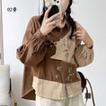 Load image into Gallery viewer, [QIUZILI Series]★Shirt★ Corduroy long sleeve shirt tops cat cat cute color scheme brown
